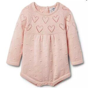 Janie and Jack Heart Sweater Romper